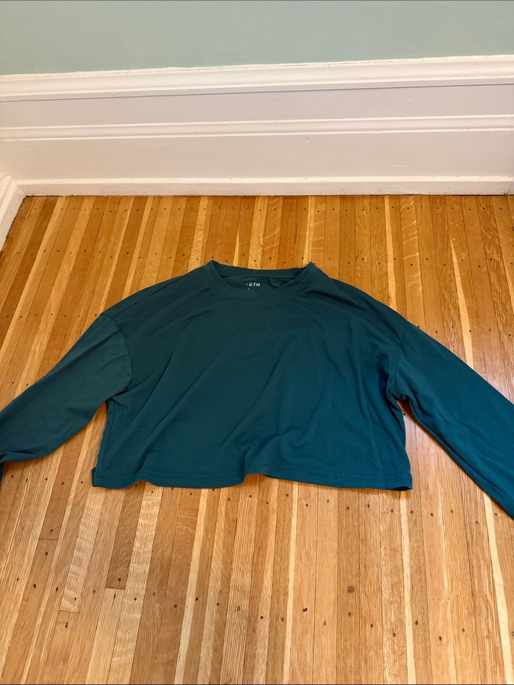 Cropped Long sleeve shirt in Teal